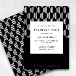 Moderne Bachelor Party Minimal Schwarz und Weiß Einladung