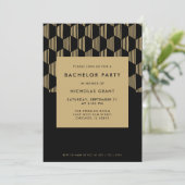 Moderne Bachelor Party Stilvoll Schwarz und Gold Einladung (Stehend Vorderseite)