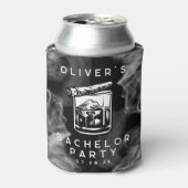 Moderne Bachelor Party Zigarren und Whiskey Black Dosenkühler (Kanne Vorderseite)