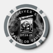 Moderne Bachelor Party Zigarren und Whiskey Black Pokerchips (Rückseite)