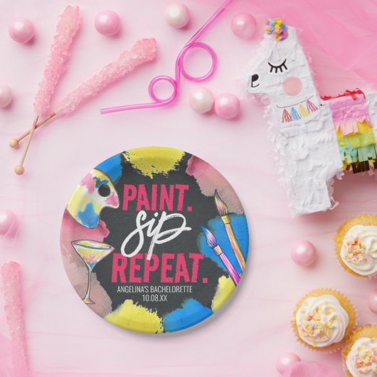 Moderne Bachelorette-Halbpension Paint and Side Pappteller (Party)