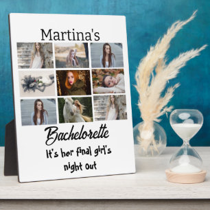 Moderne Bachelorette personalisierte 9-Foto-Collag Fotoplatte