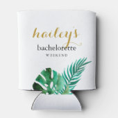 Moderne Bachelorette Weekend Palm Blätter mit Name Dosenkühler (Rückseite)