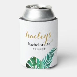 Moderne Bachelorette Weekend Palm Blätter mit Name Dosenkühler