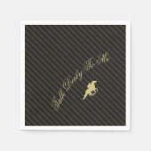 Moderne Back & Gold Stripe Rennpferd Derby-Party Serviette (Vorderseite)