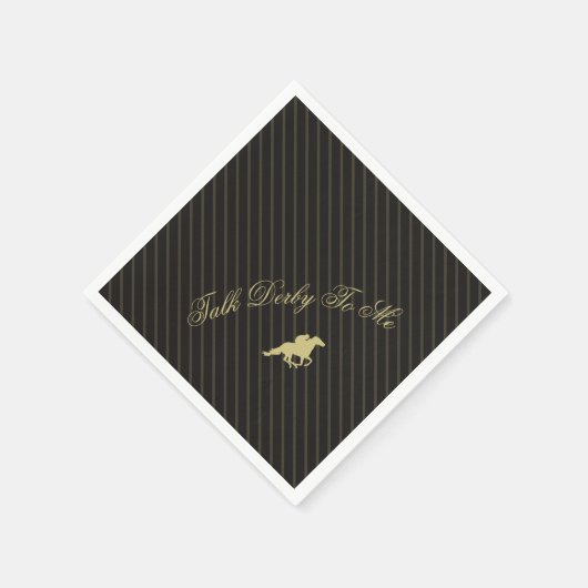 Moderne Back & Gold Stripe Rennpferd Derby-Party Serviette (Ecke)