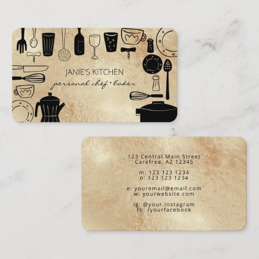 Moderne Backen- und Kochgeräte Visitenkarte (Vorne/Hinten)