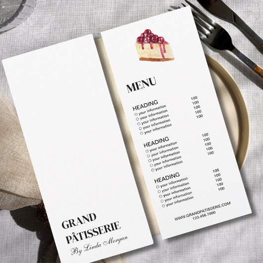 Moderne Bäckerei Café Menü & Preisliste Karte