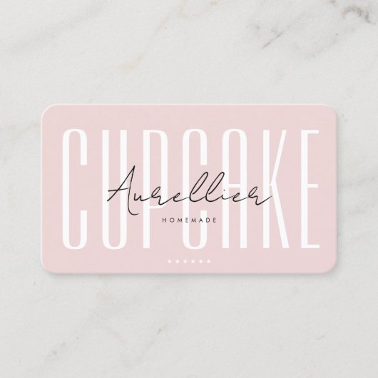 Moderne Bäckerei Caterer Cupcake Pink Script Visitenkarte (Vorderseite)