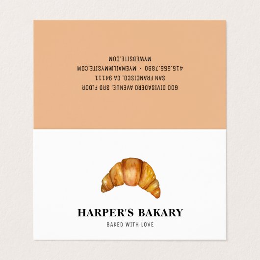 Moderne Bäckerei Croissants Berufliches Logo Visitenkarten (Außenseite Aufgefaltet)