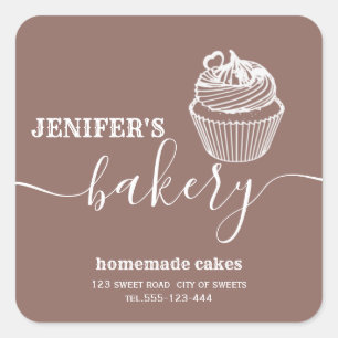 Moderne Bäckerei Hausgemachte Kuchen und Süßigkeit Quadratischer Aufkleber