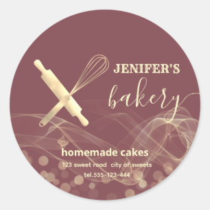 Moderne Bäckerei mit Goldbuche Runder Aufkleber