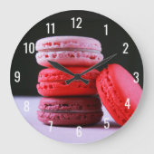 Moderne Bäckerei Pink Französisch Macaron Große Wanduhr (Vorderseite)