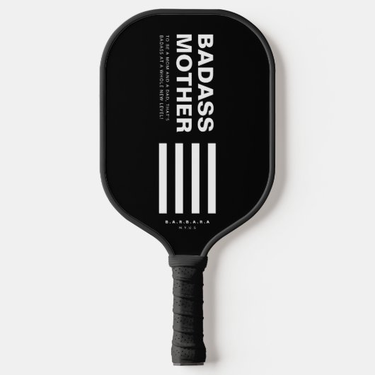 MODERNE BADASMUTTER SCHWARZ-WEISSE STREIFEN PICKLEBALL SCHLÄGER (Vorderseite)