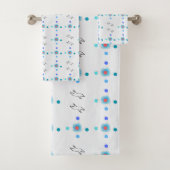 Moderne Badehandtuchgarnitur mit Vogelmuster Badhandtuch Set (Insitu)