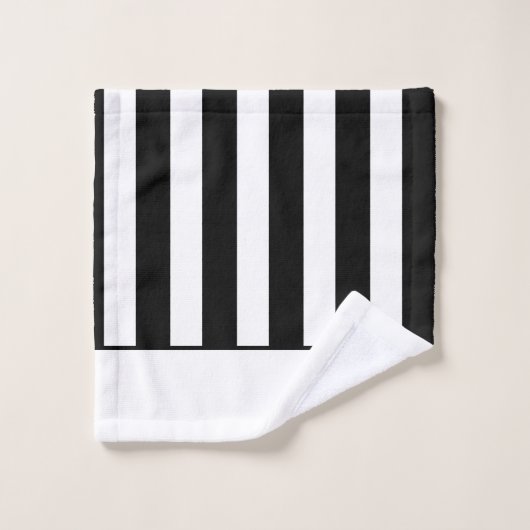 Moderne Badezimmer mit Schwarz-Weiß-Streifen Badhandtuch Set (Waschlappen)
