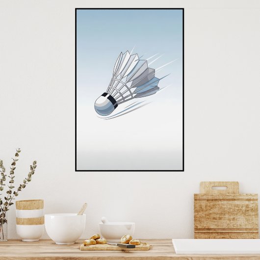 Moderne Badminton Shuttlecock Mid Flight Art Poster (Küche)