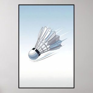 Moderne Badminton Shuttlecock Mid Flight Art Poster