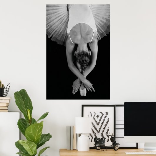 Moderne Ballerina Schwarz-Weiß-Foto Kunst, Dichtun Poster (Heimbüro)