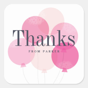 Moderne Ballonbündel rosa danke Quadratischer Aufkleber