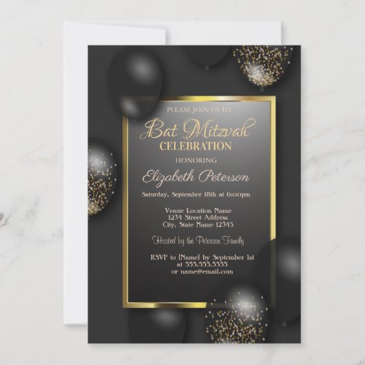 Moderne Balloons Bar Mitzvah Einladung (Vorderseite)