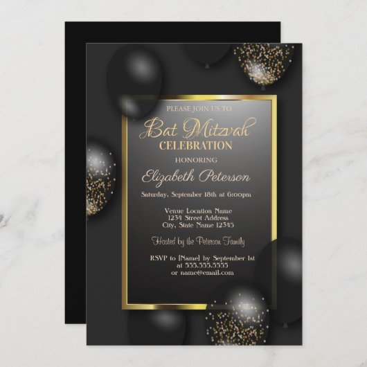 Moderne Balloons Bar Mitzvah Einladung (Vorne/Hinten)