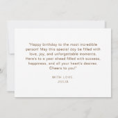 Moderne Balloons Elegantes Script Happy Birthday Karte (Rückseite)