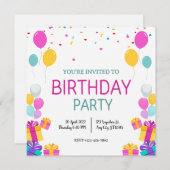 Moderne Balloons Geburtstagsparty Einladung (Vorne/Hinten)