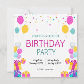 Moderne Balloons Geburtstagsparty Einladung (Vorderseite)