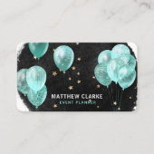 Moderne Balloons & Gold Stars Party Event Plane Visitenkarte (Vorderseite)