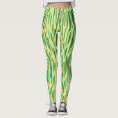 Moderne Bambus Muster Dschungel Vibe Grüne Streife Leggings (Vorderseite)