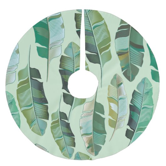 Moderne Banana Pflanze Tropische Illustration Polyester Weihnachtsbaumdecke (Vorderseite)