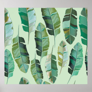 Moderne Banana Pflanze Tropische Illustration Poster