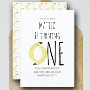 Moderne Banane Erste Geburtstag Ein Design  Einladung