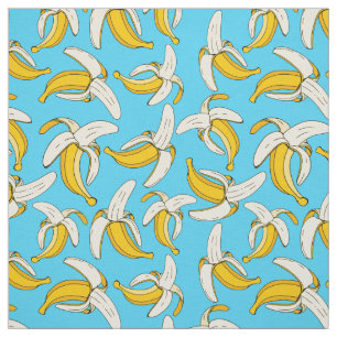 Moderne Bananen Muster Fruchtdruck auf Aqua Blue Stoff
