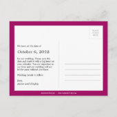 Moderne Band Save the Date Postkarte (Fuchsia) (Rückseite)