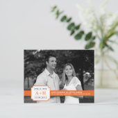 Moderne Band Save the Date Postkarte (Orange) (Stehend Vorderseite)