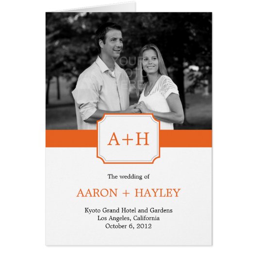 Moderne Band Wedding Program Card (Orange) (Vorne)