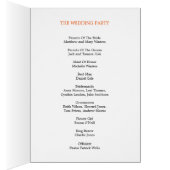 Moderne Band Wedding Program Card (Orange) (Innen (Rechts))