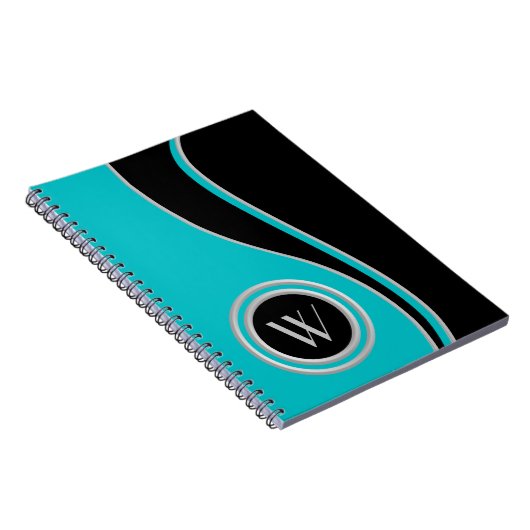 Moderne Bandkurven Mit Monogramm Notizblock (Rechte Seite)