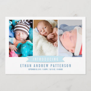 Moderne Banner Baby Boy Foto Geburtserklärung Ankündigung