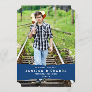 Moderne Banner Grad Bekanntgabe / Royal Blue Einladung