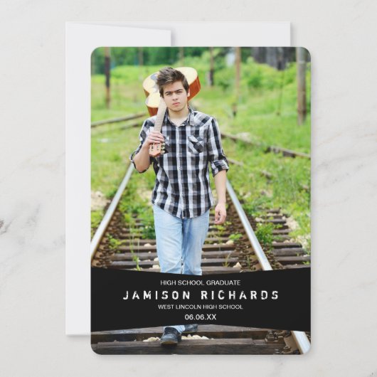 Moderne Banner Grad Party Einladung / Schwarz (Vorderseite)