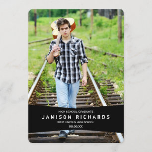 Moderne Banner Grad Party Einladung / Schwarz