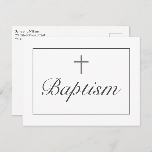 Moderne Baptist Ankündigung Einladung Postkarte (Vorne/Hinten)