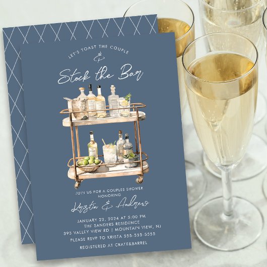 Moderne Bar Cart Couples Dusche Einladung