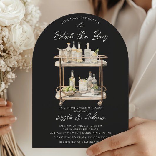 Moderne Bar Cart Couples Dusche Einladung