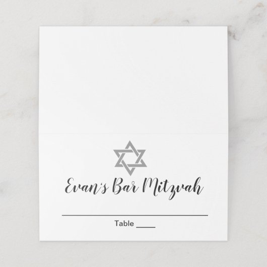 Moderne Bar Mitzvah Custom Platzkarte (Außenseite Aufgefaltet)