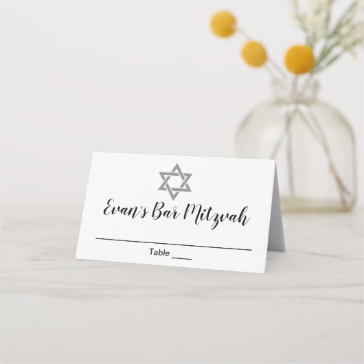 Moderne Bar Mitzvah Custom Platzkarte (Vorderseite)