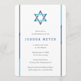 Moderne Bar Mitzvah-Einladungen | Blau + Aquamarin Einladung